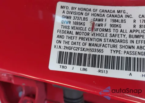 2018 Honda Civic Lx z USA, uszkodzony, nr VIN 2HGFC2F5XJH503565